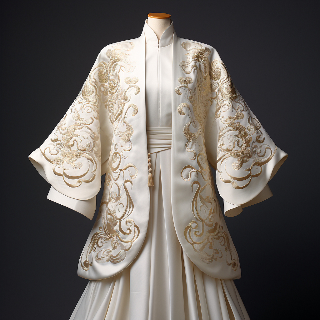 Japanese Haori with White Filigree Design