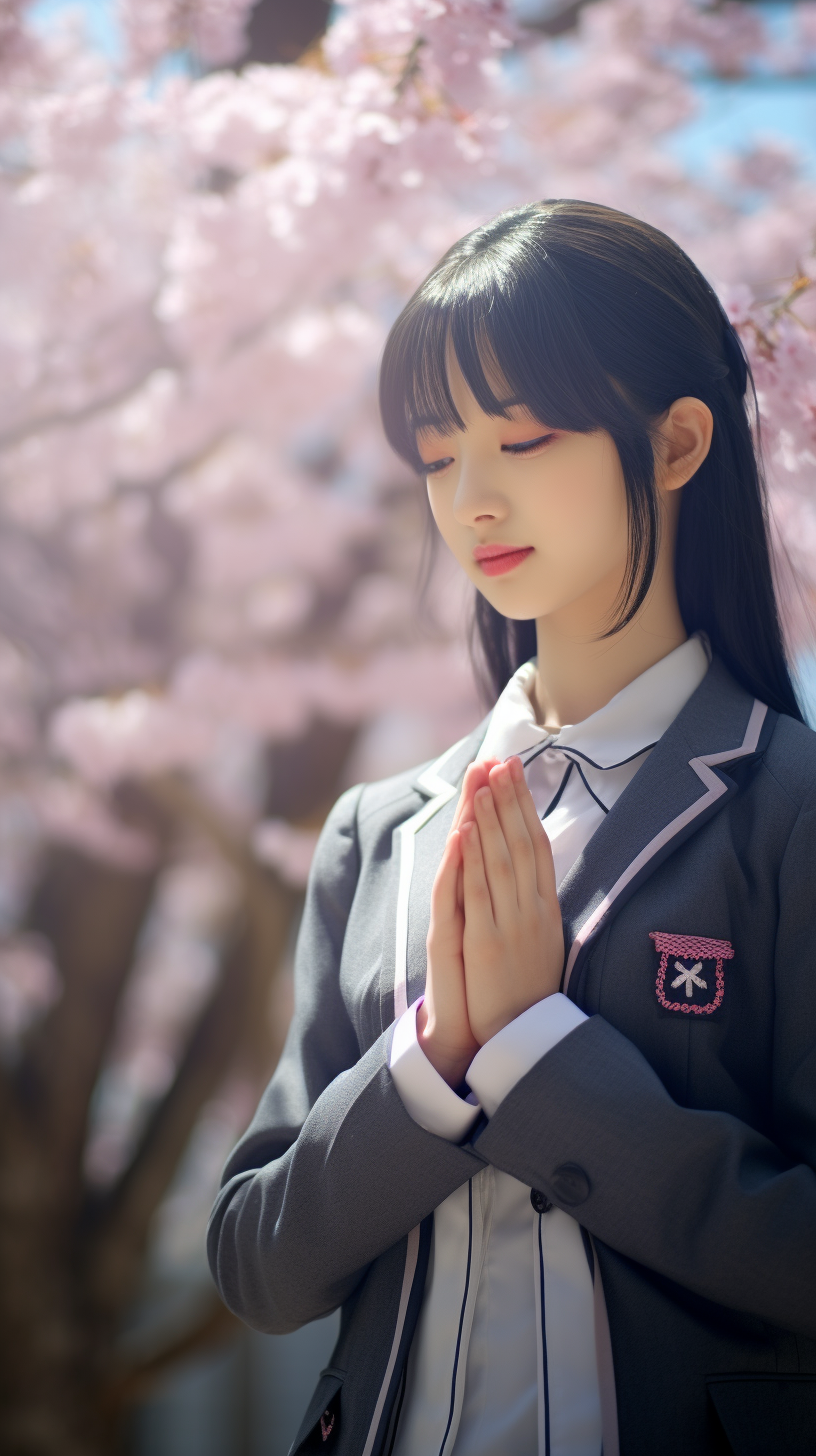 Japanese high school girl in uniform