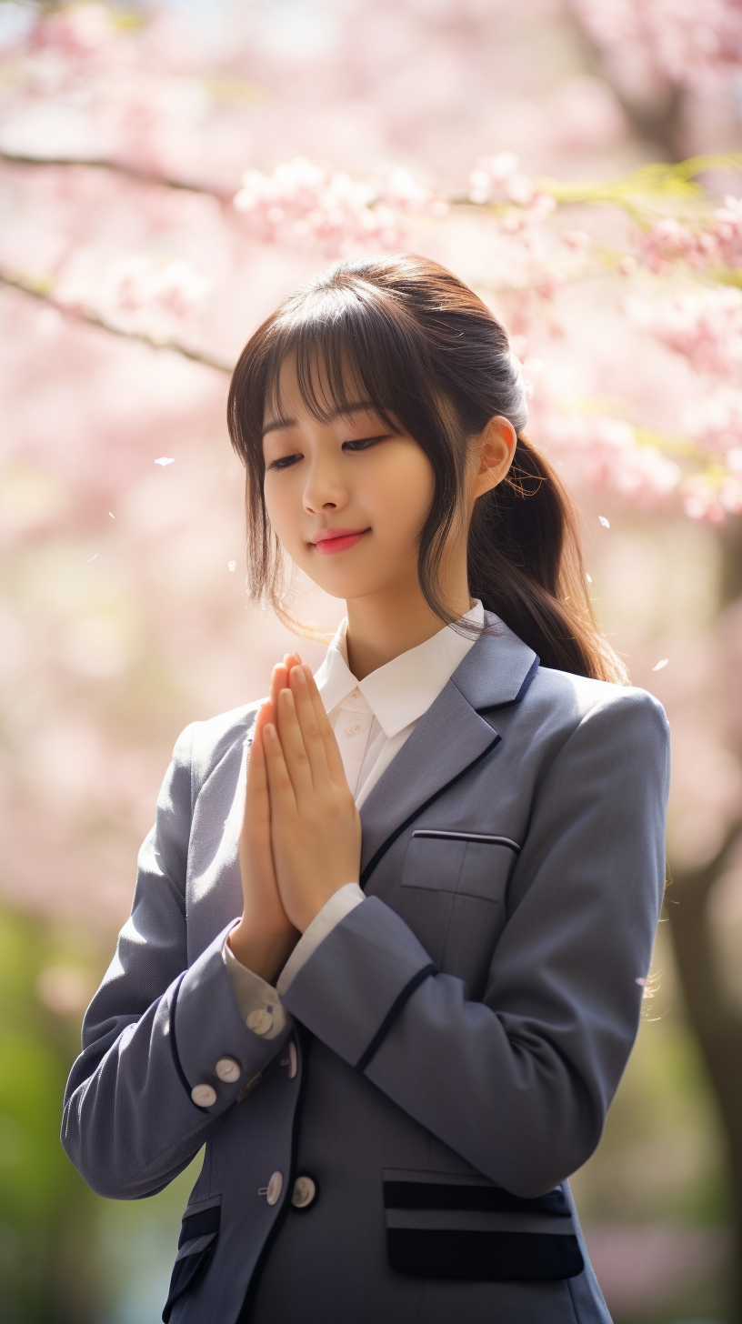 Japanese high school girl smiling