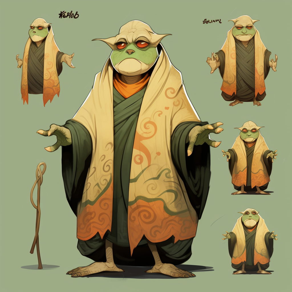 Cartoonish Japanese Kappa Character in Robes