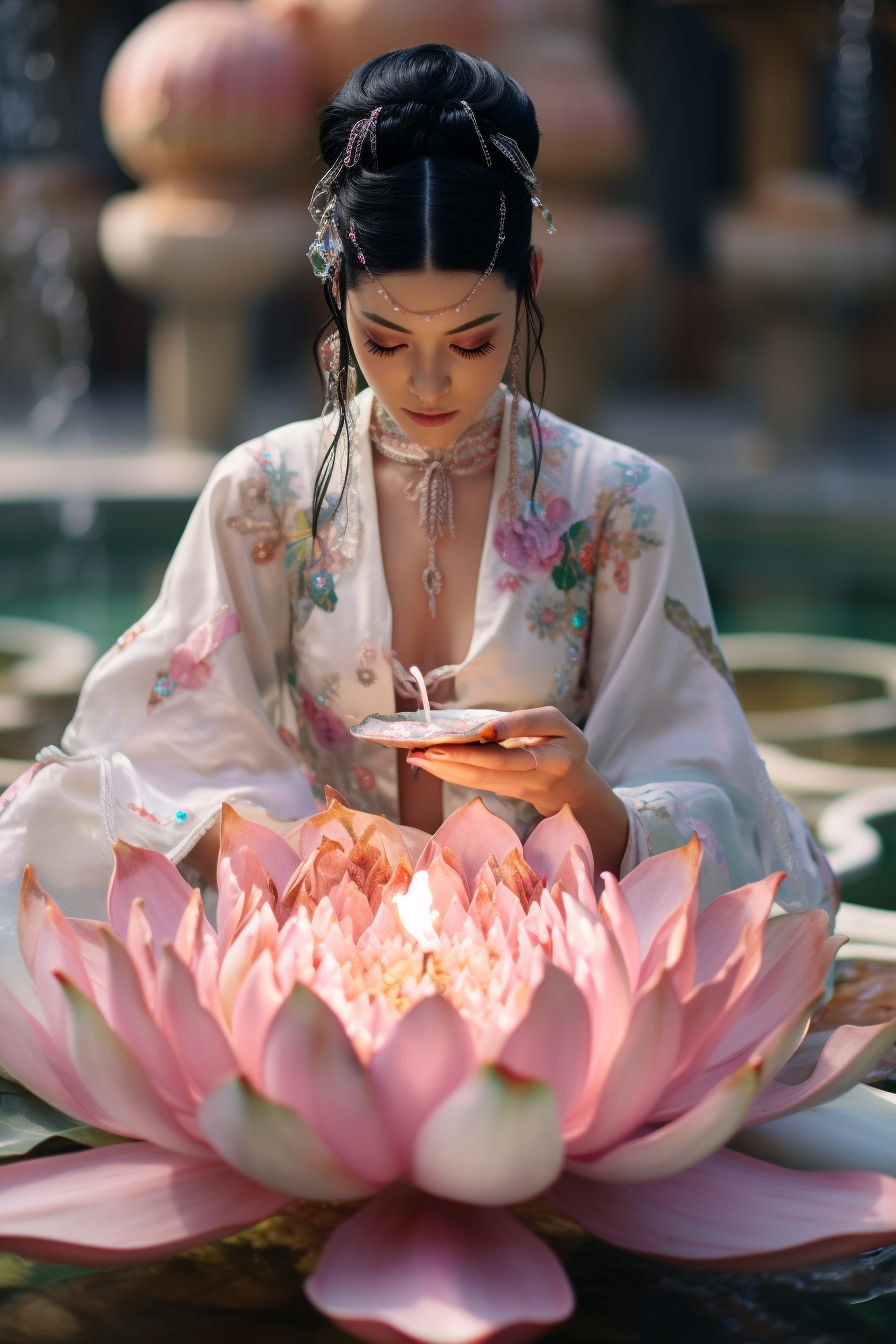 Traditional Japanese Lotus Queen Fire Bowl