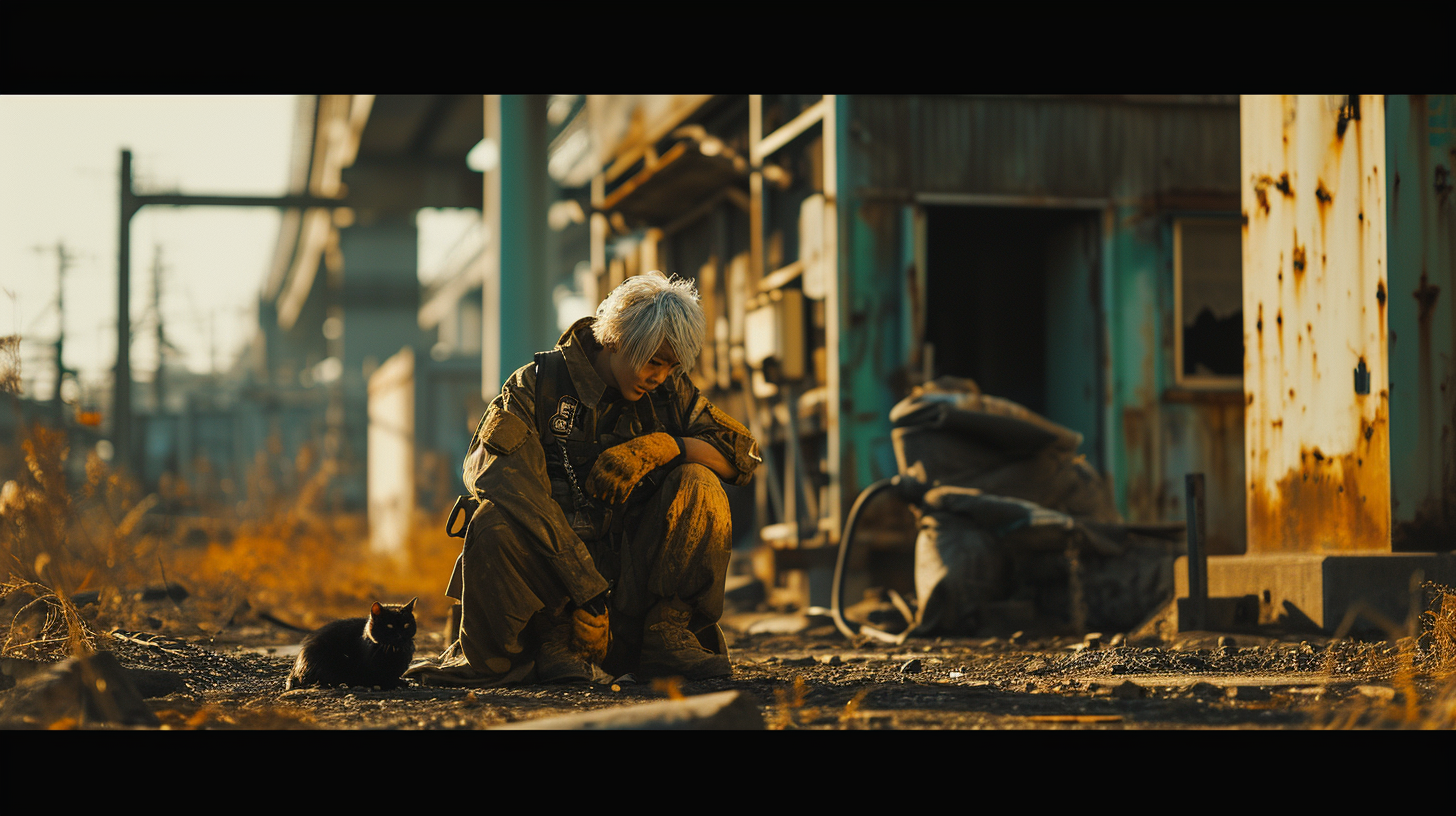 Smiling Japanese Man in War Zone