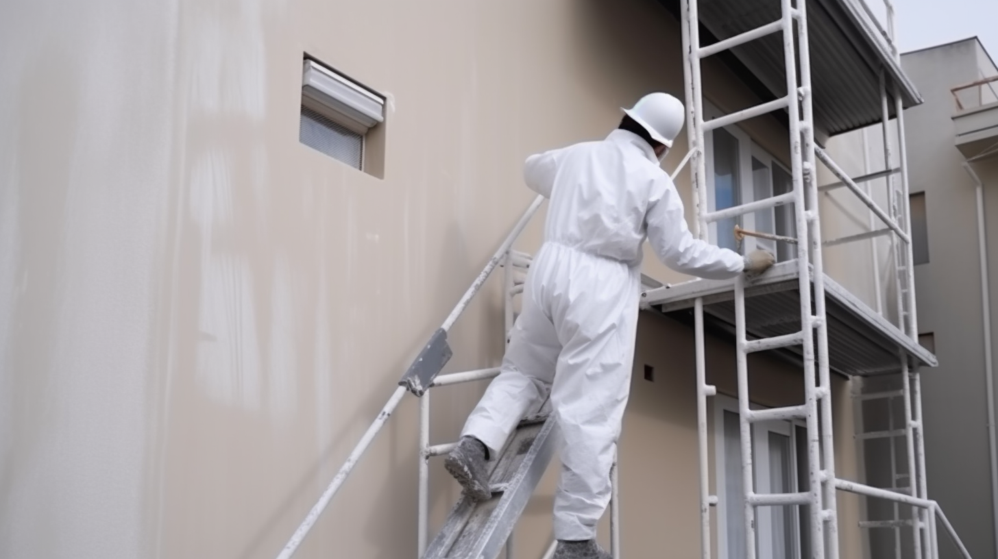 Japanese man painting exterior wall