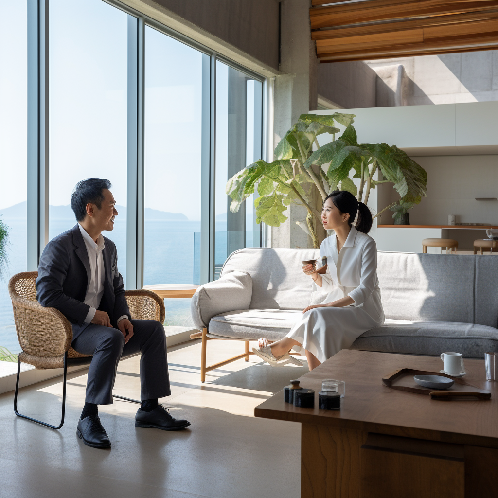 Japanese sales executive with chic vacation rental