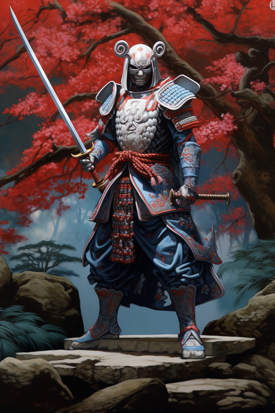 Japanese samurai with katana drawn