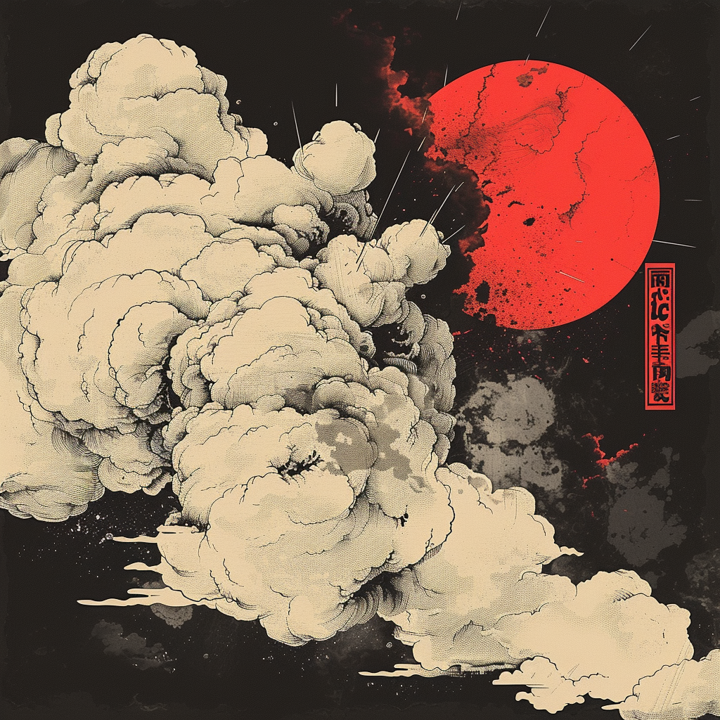 Japanese style cloud manga smoke ink