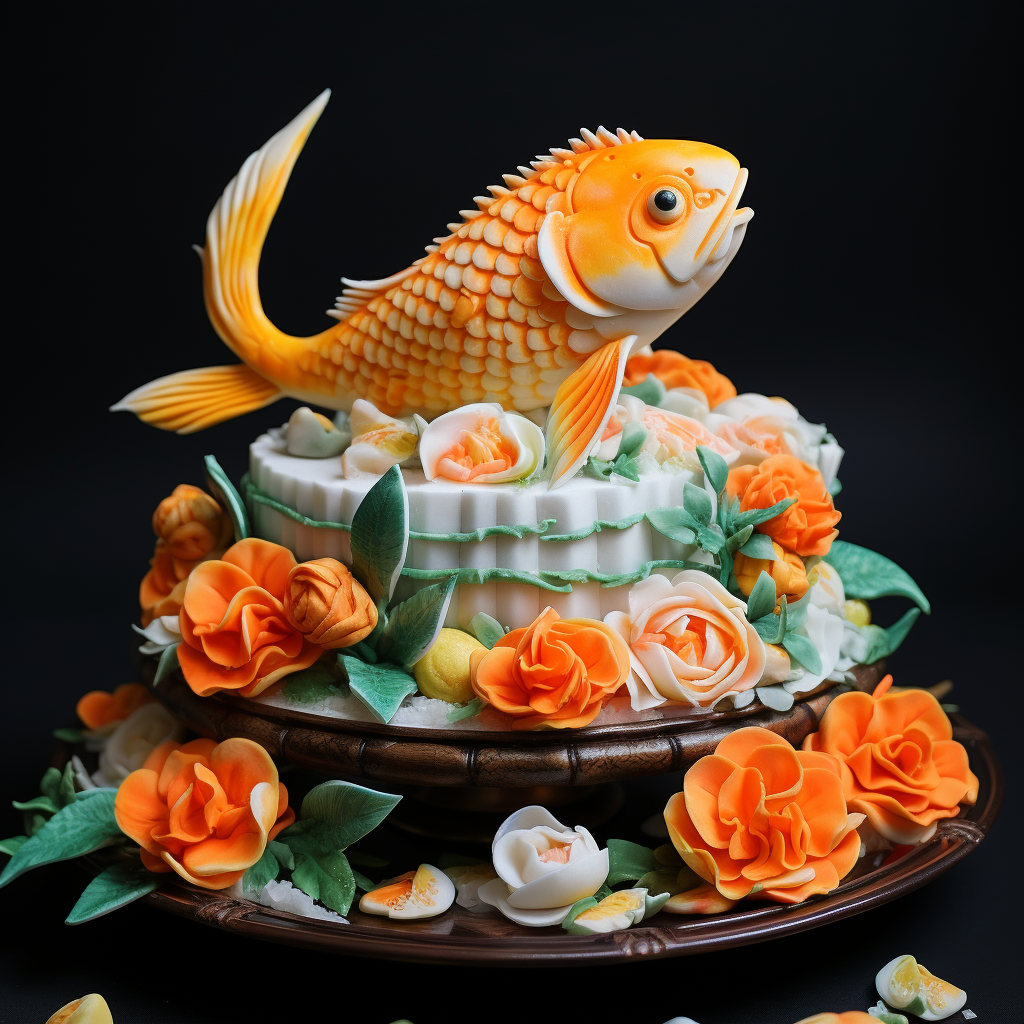 Colorful and intricate food art sculpture