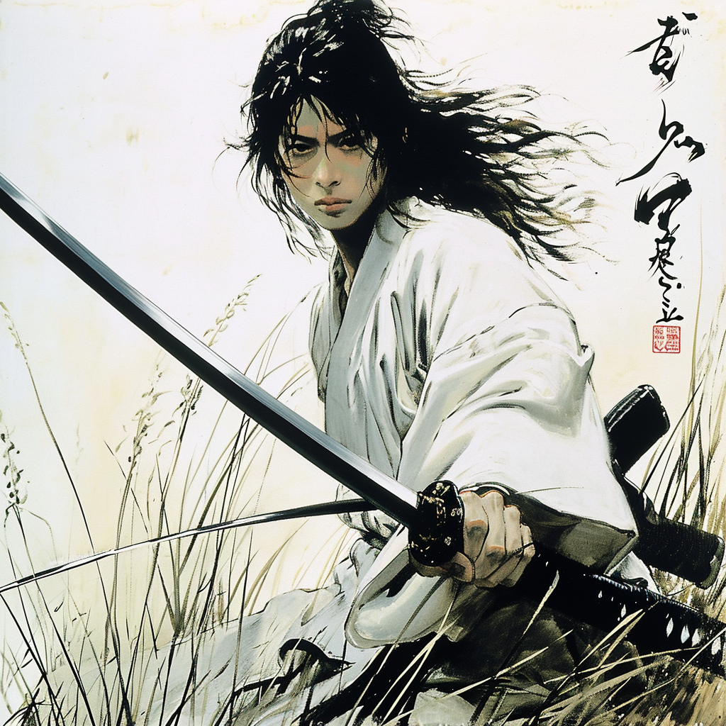 Traditional Japanese sword in manga style