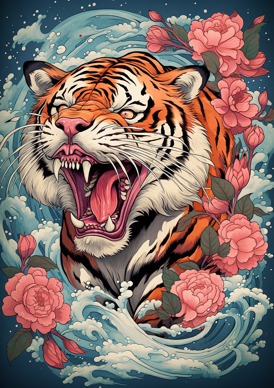 Neo-Traditional Japanese Tiger Illustration