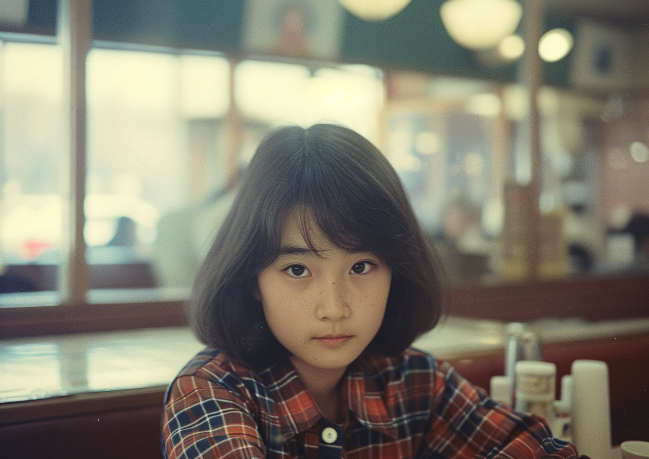 Japanese Tween Model Girl in Old Restaurant