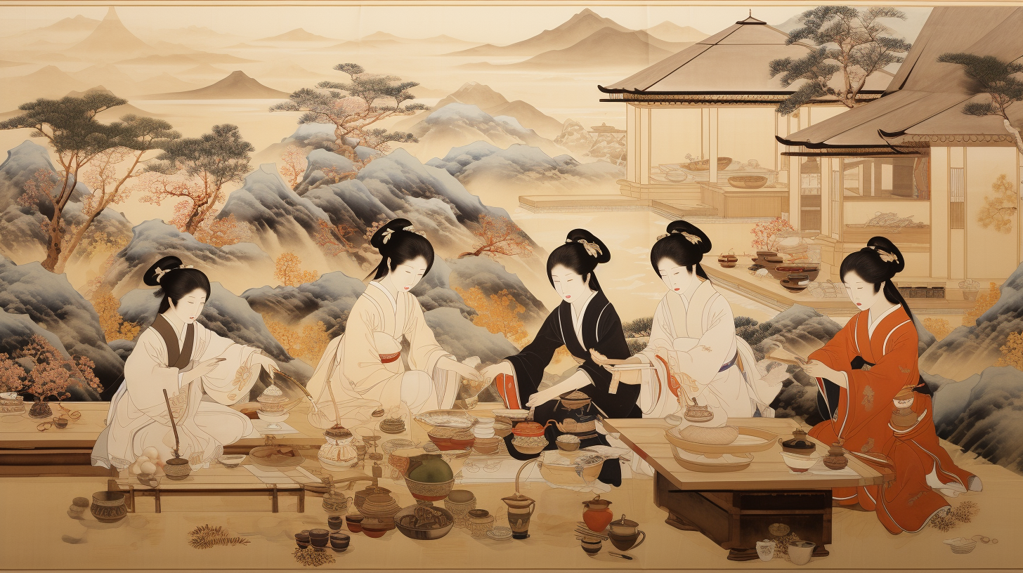 Detailed Japanese Ukiyo Daily Life Scene