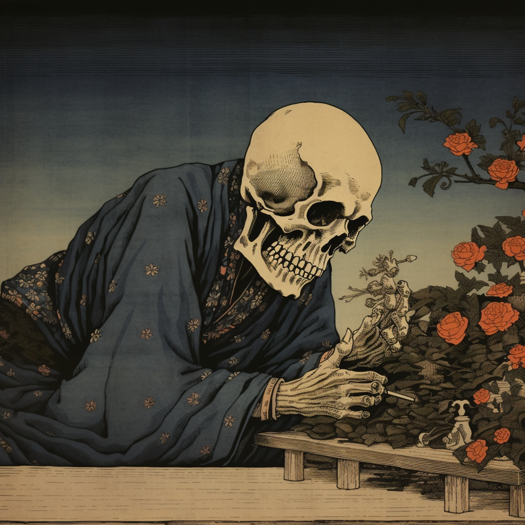 Illustration of death in Japanese Ukiyo-e