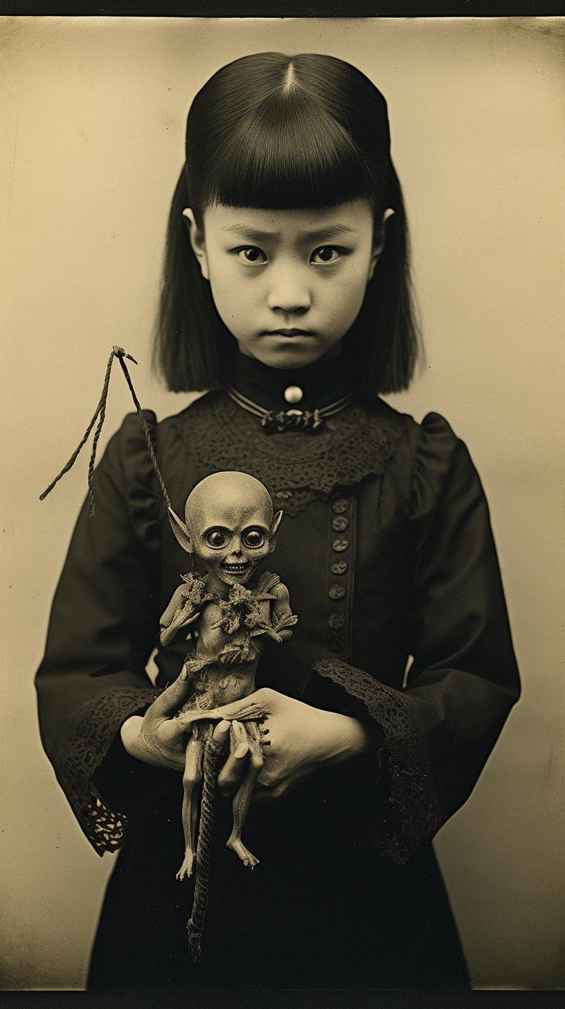 Japanese witch with voodoo doll