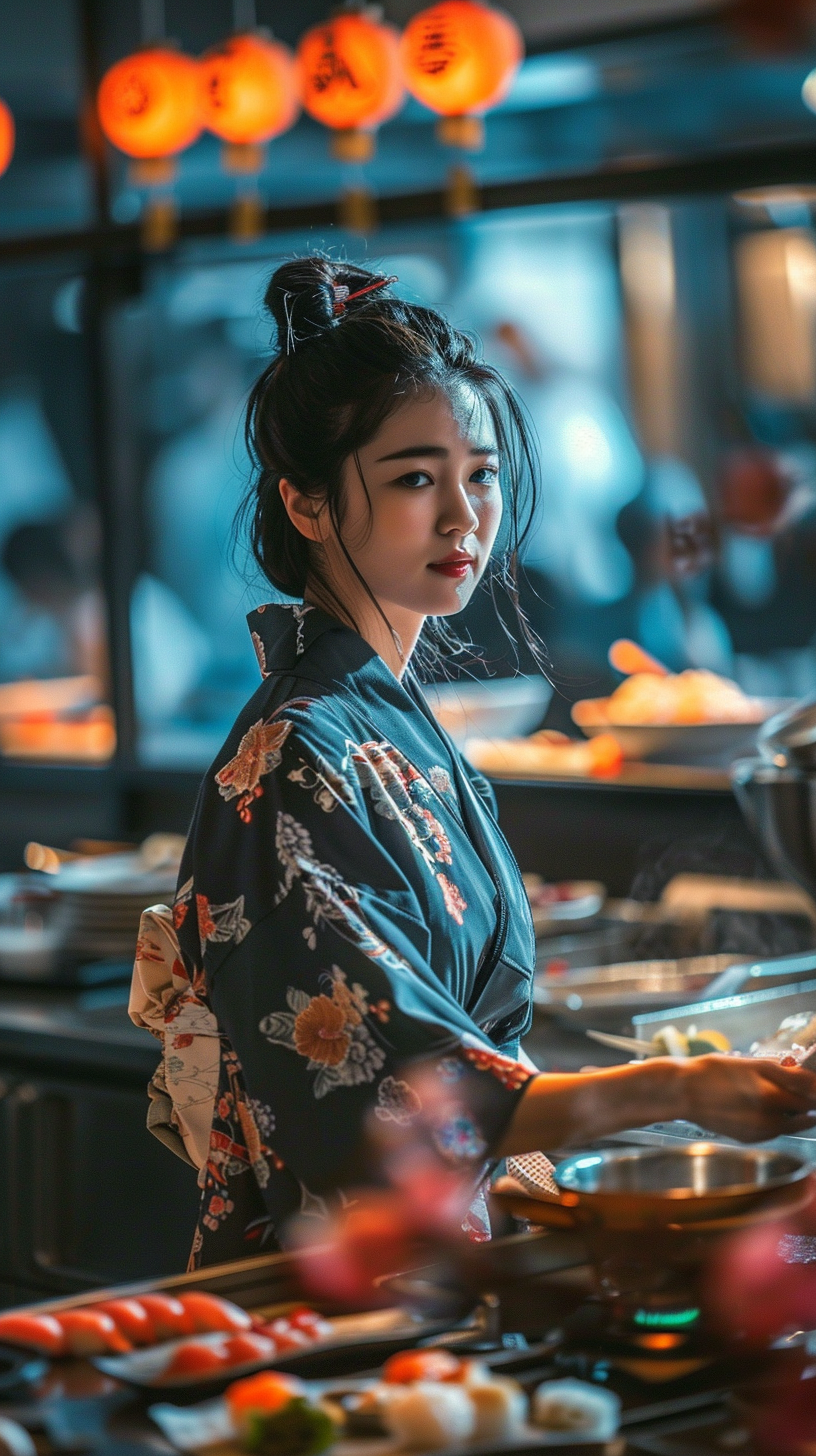 Japanese woman restaurant boss image