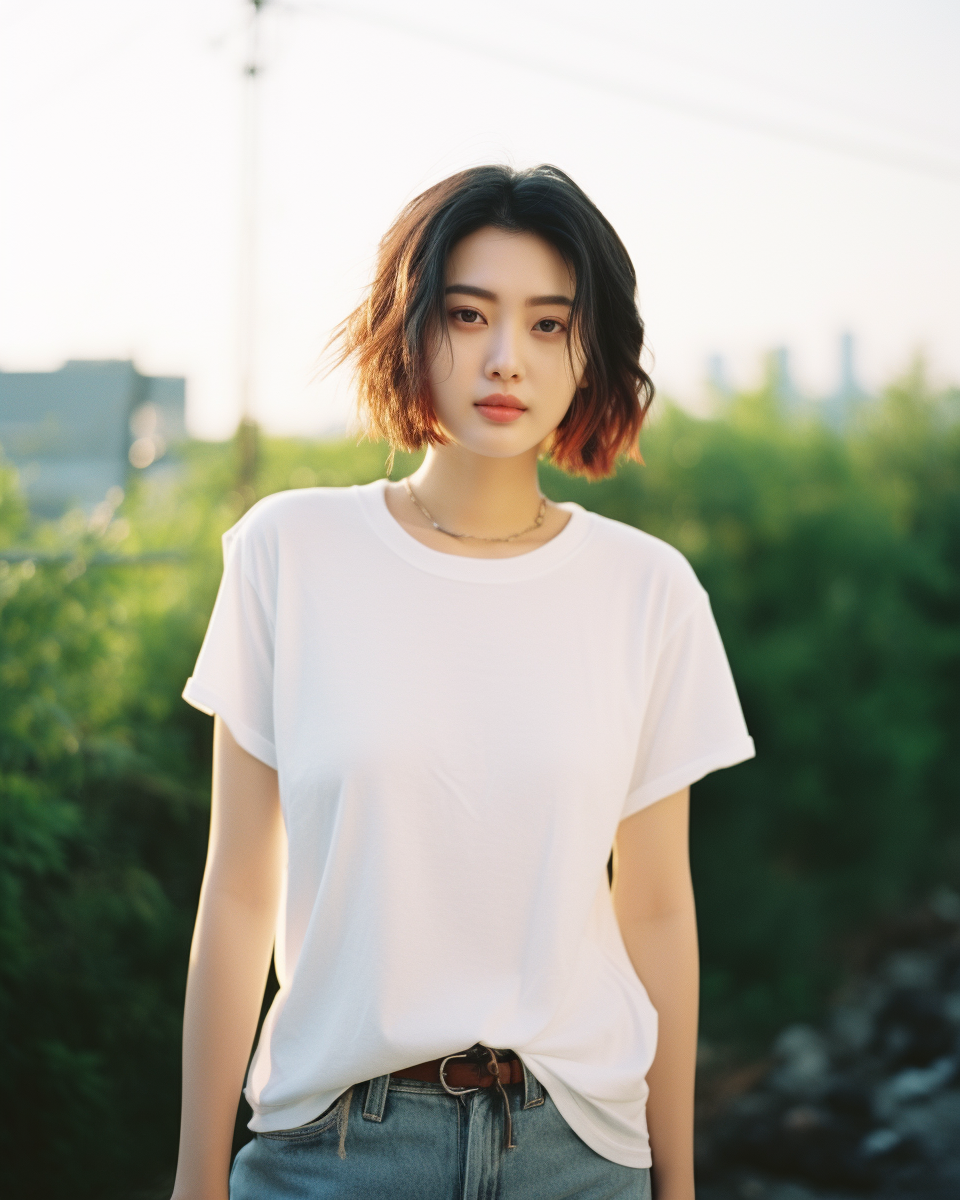 Young Japanese woman in trendy outfit