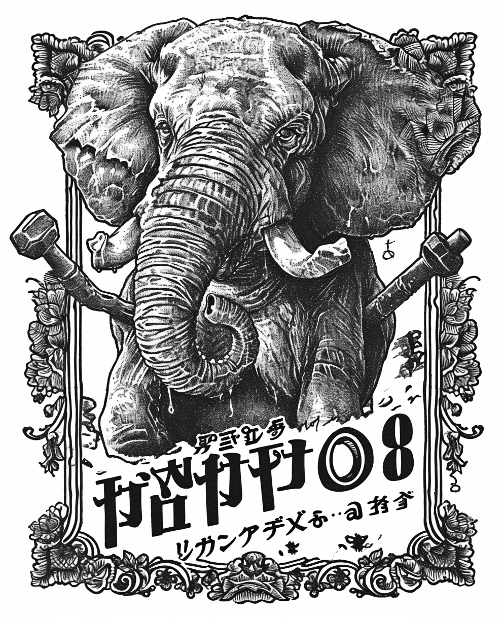 Japanese-American Elephant Tattoo with Dumbbells