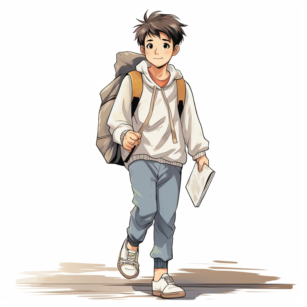 Cartoon of Japanese college student