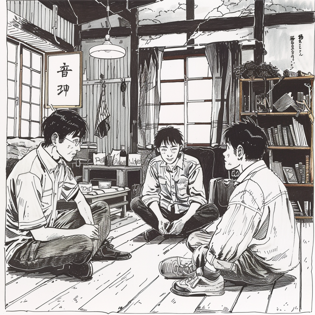 Japanese comics living room scene