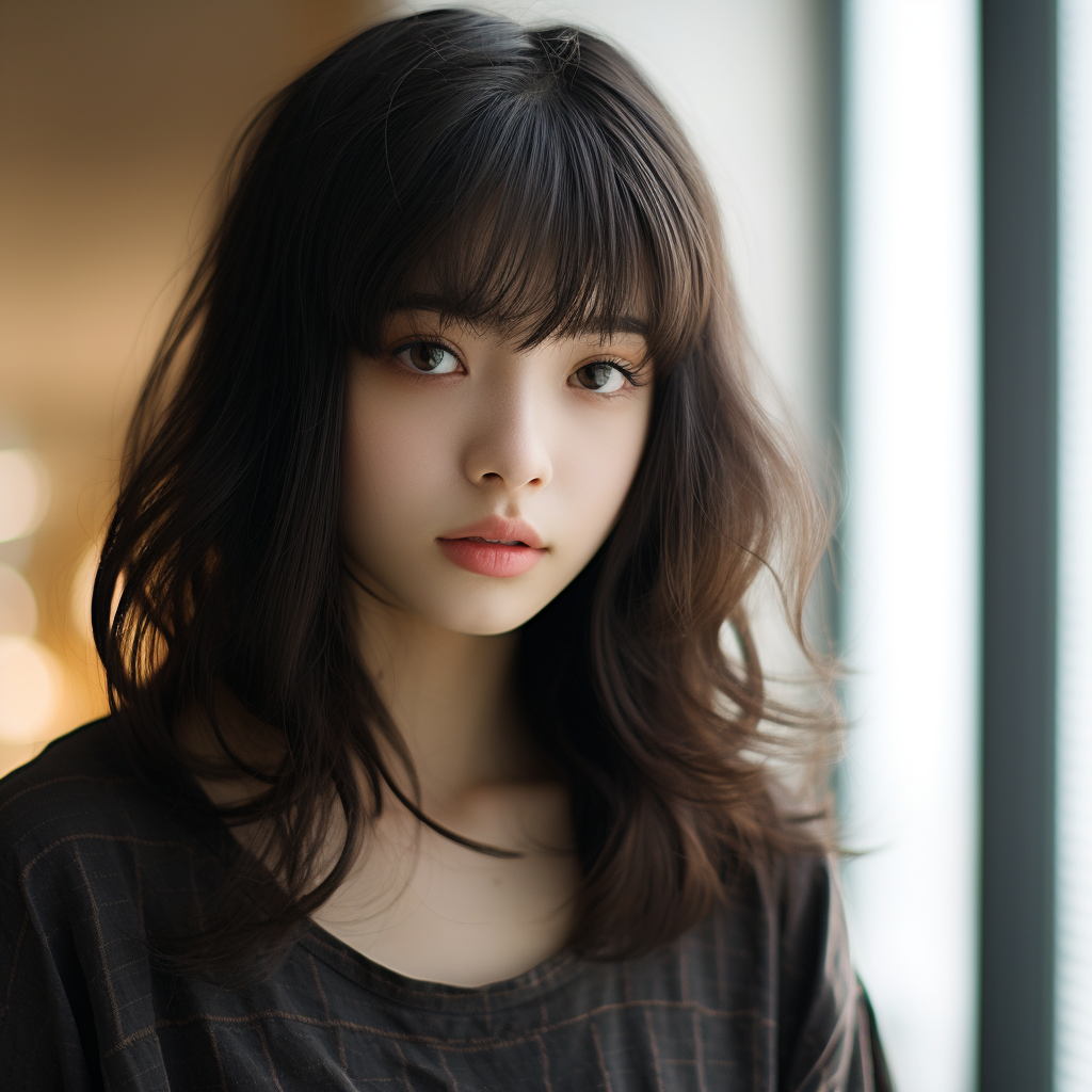 Young Japanese woman with captivating dark eyes