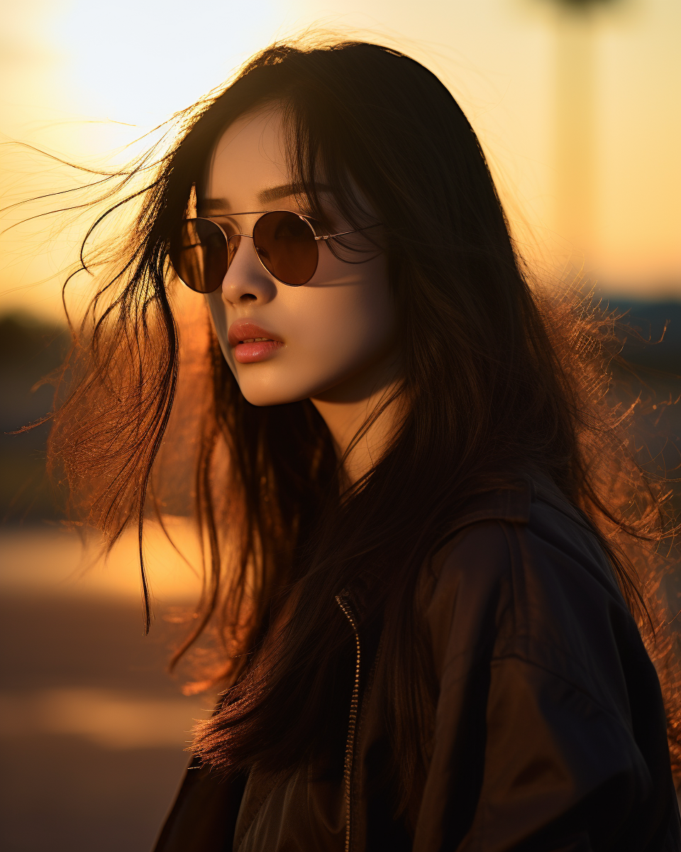 Young Japanese woman in reflective sunglasses