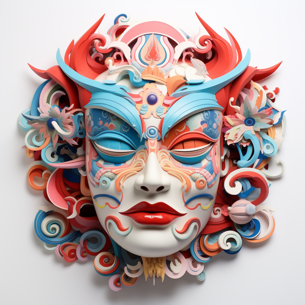 Colorful Japanese Mask by Tristan Eaton