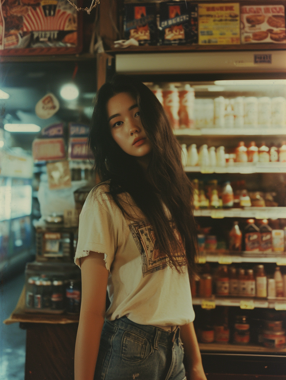 Japanese woman grocery store Tokyo 1970s