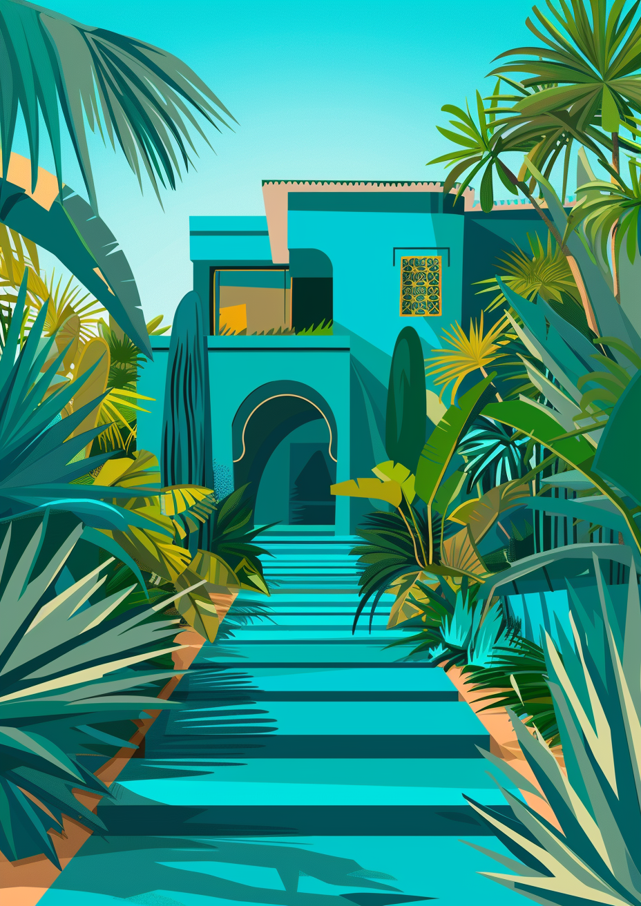 Flat illustration of Jardin de Majorelle