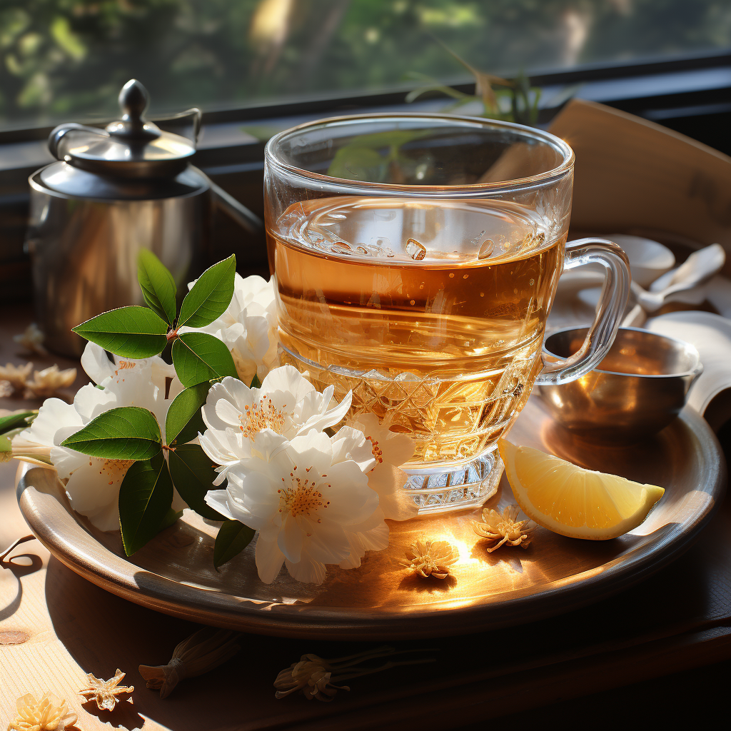 Freshly brewed jasmine tea image