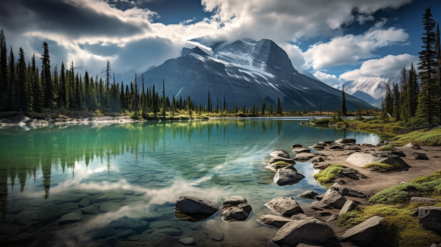 Jasper Mountain Lake Annette Photo