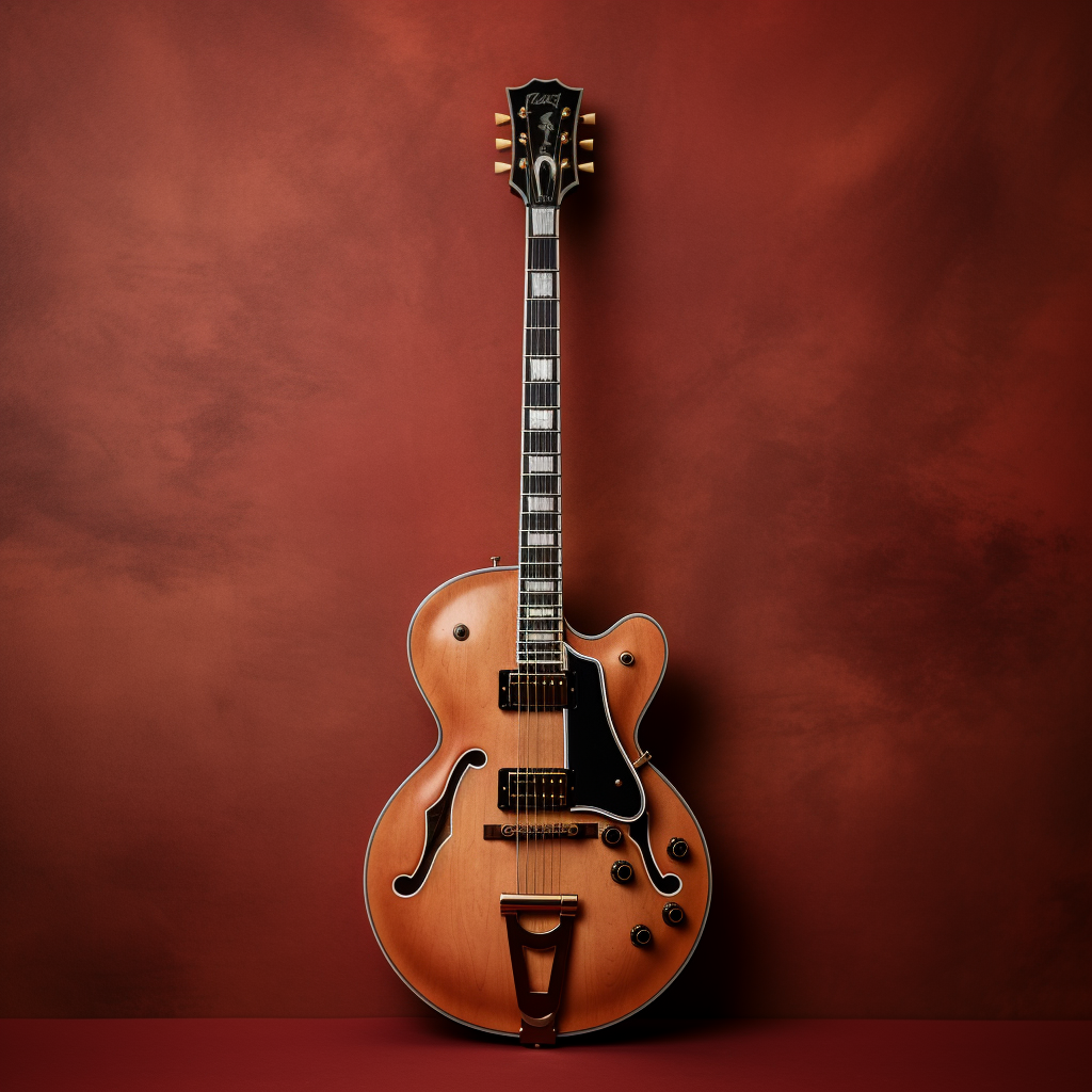 Jazz guitar on solid background