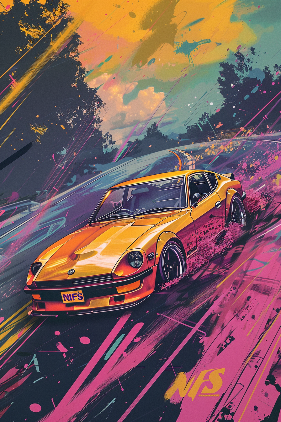 Retro Nissan 340z JDM Car NFS Poster