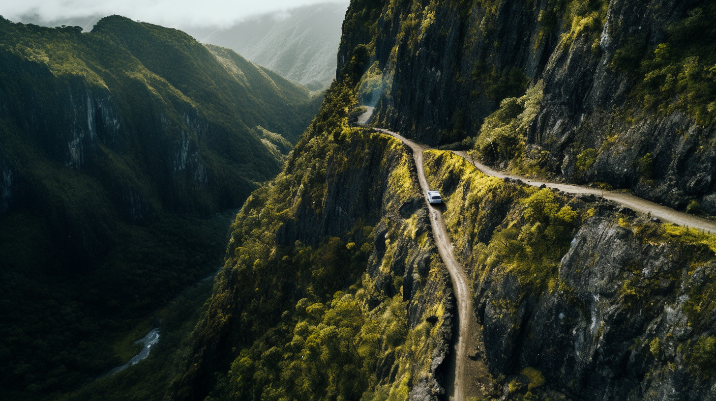 Jeep driving on a stunning cliff path