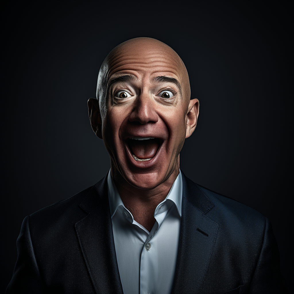 Jeff Bezos with surprised expression