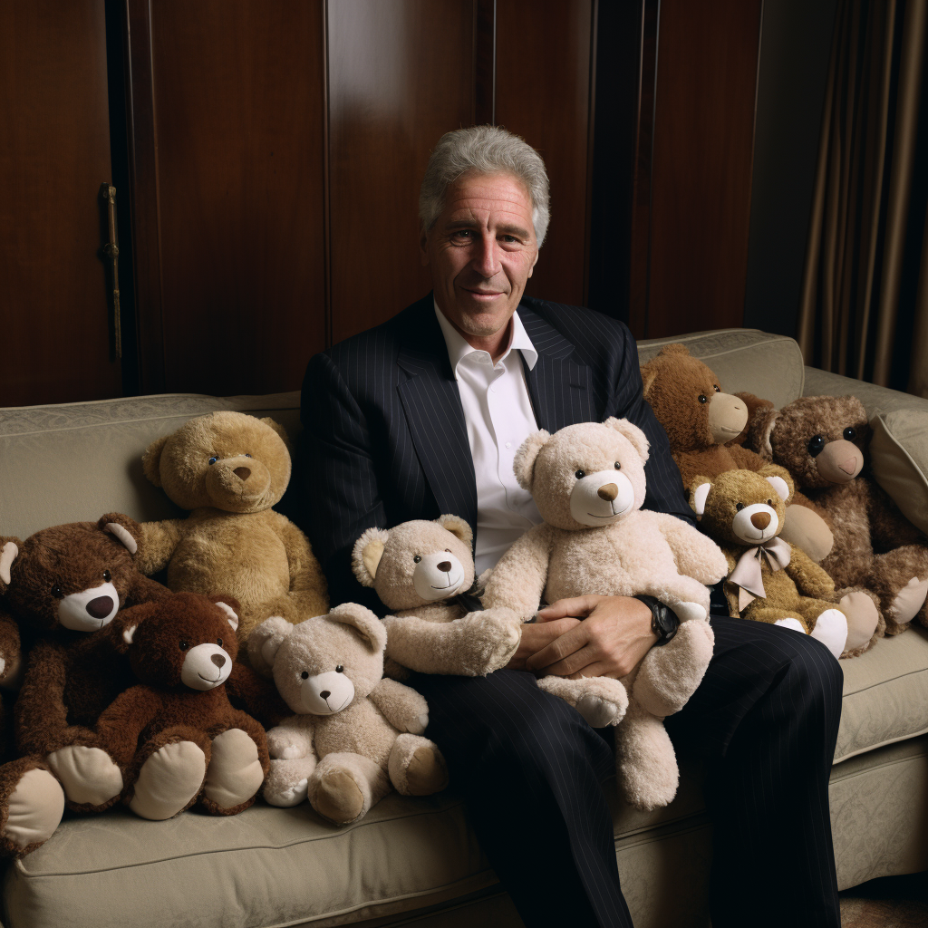 Jeffrey Epstein holding teddy bear