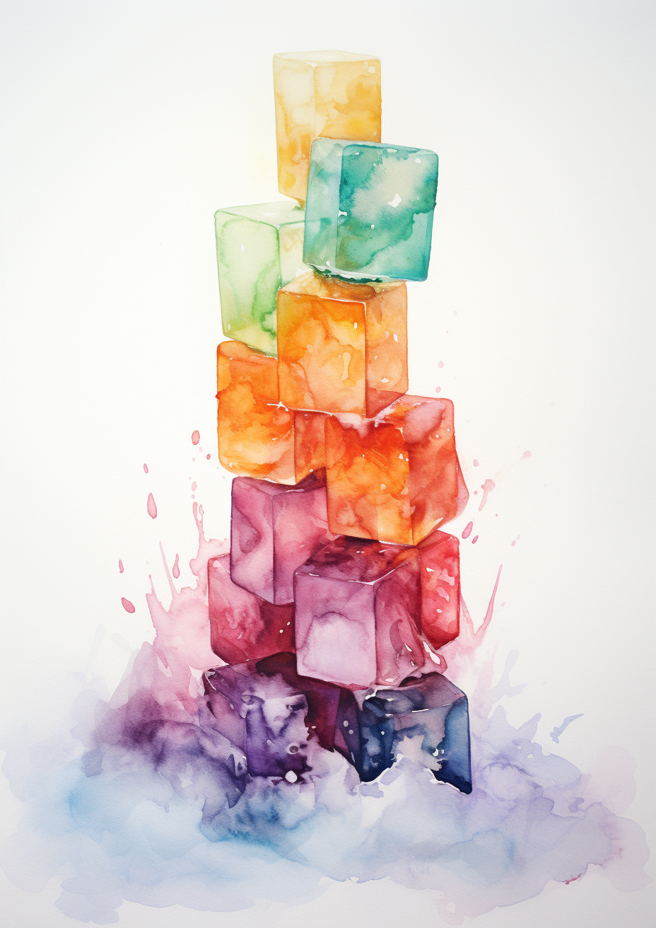 Colorful jello cubes on white background