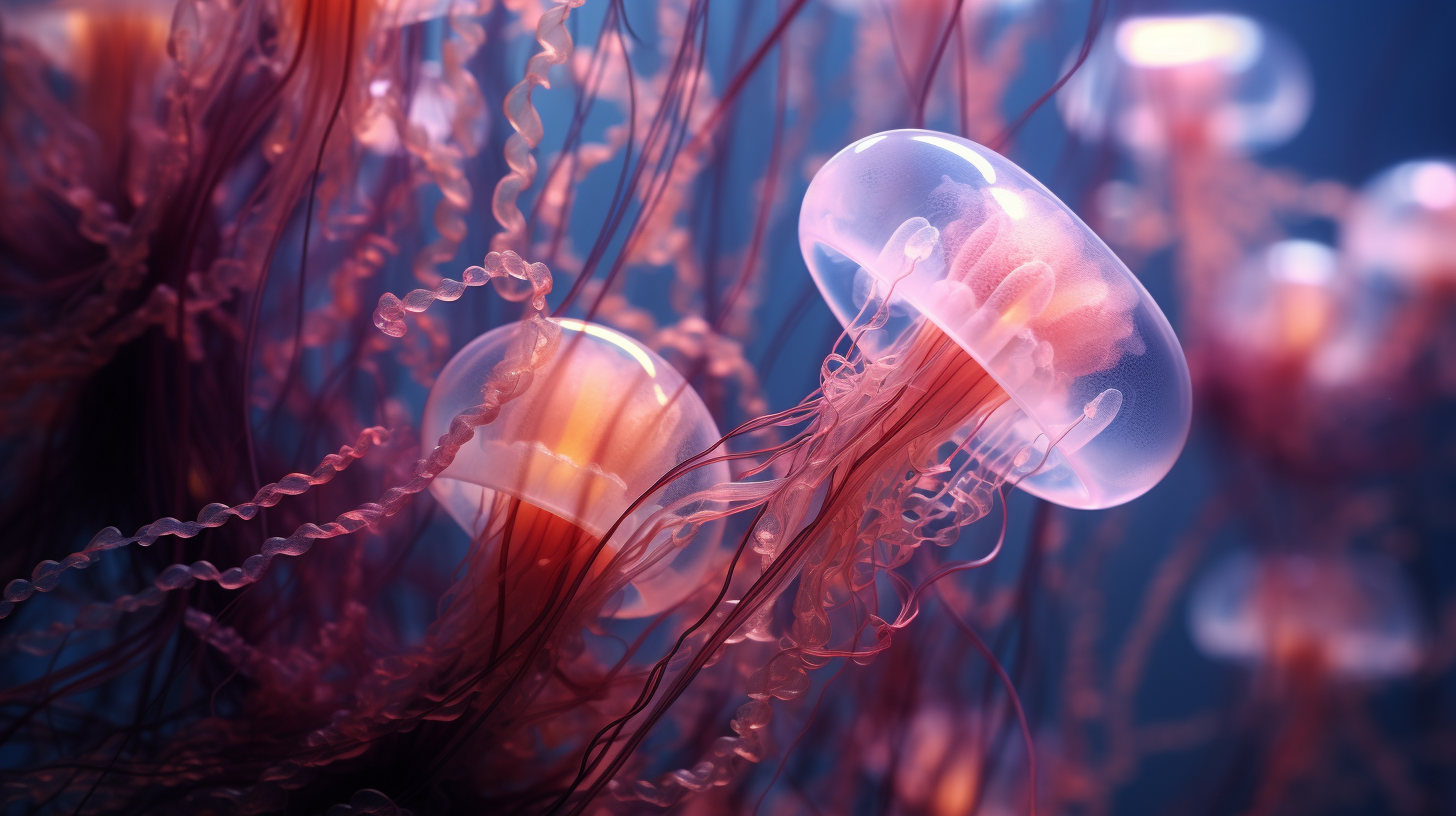 Serene jellyfish tentacles in the ocean