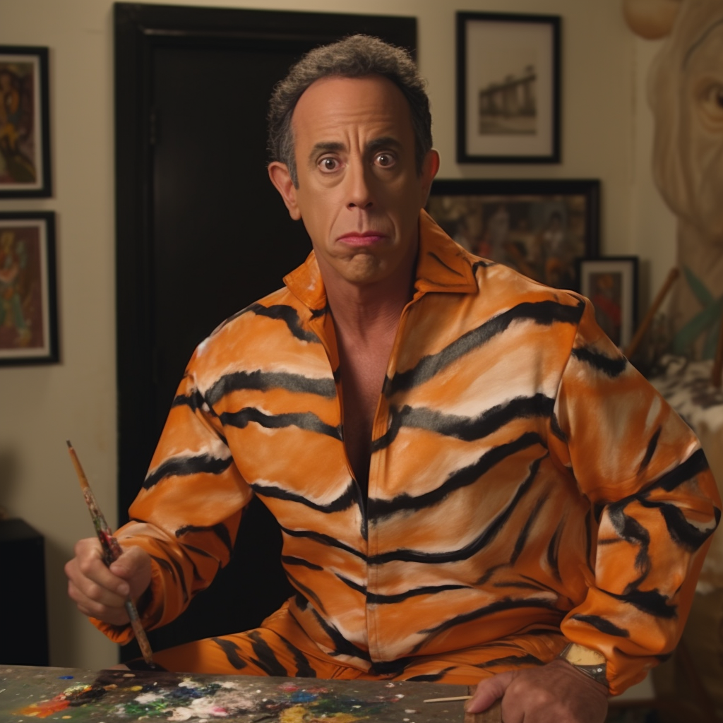 Jerry Seinfeld dressed as a tiger