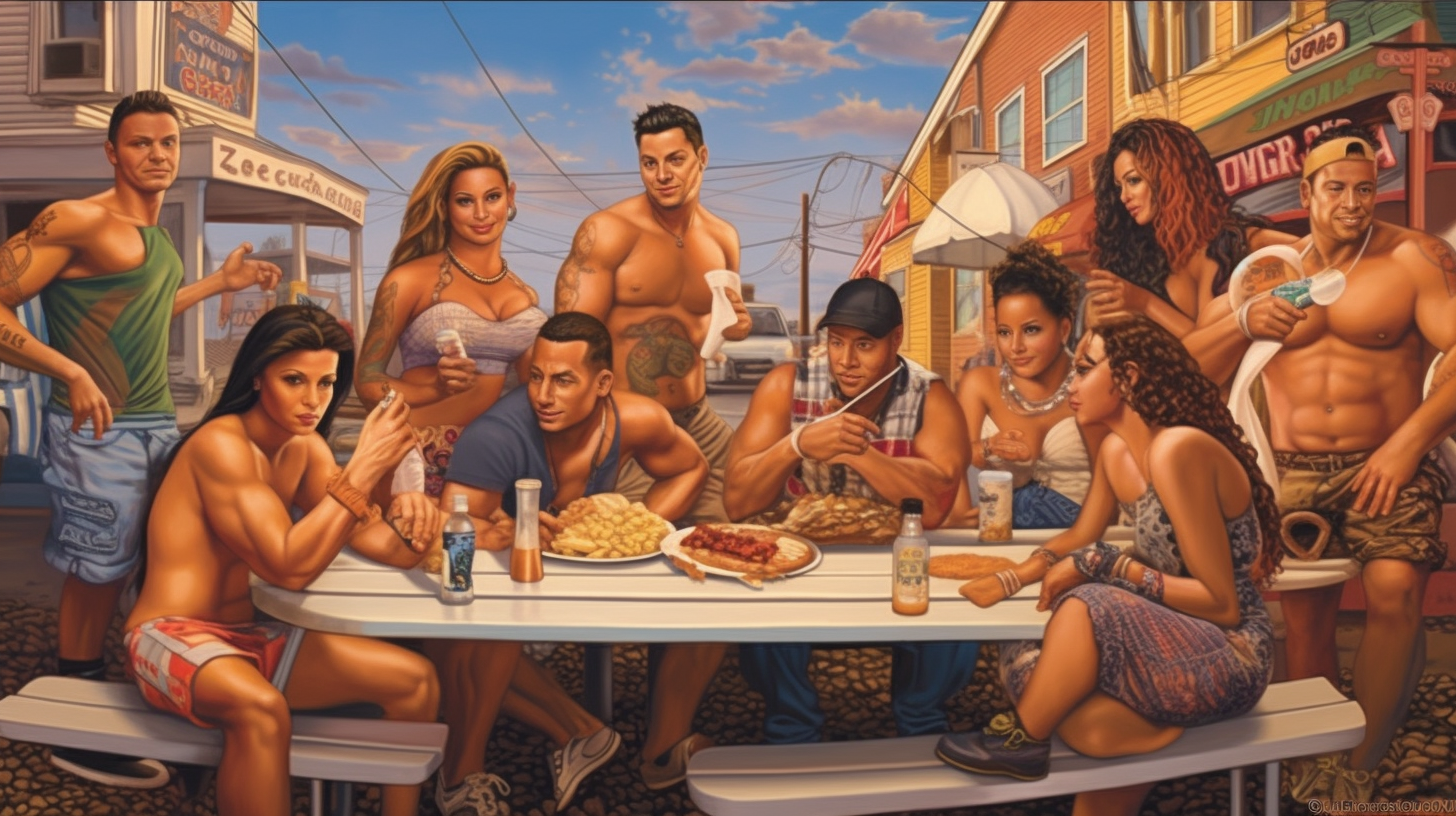 Comical representation of the Jersey Shore characters