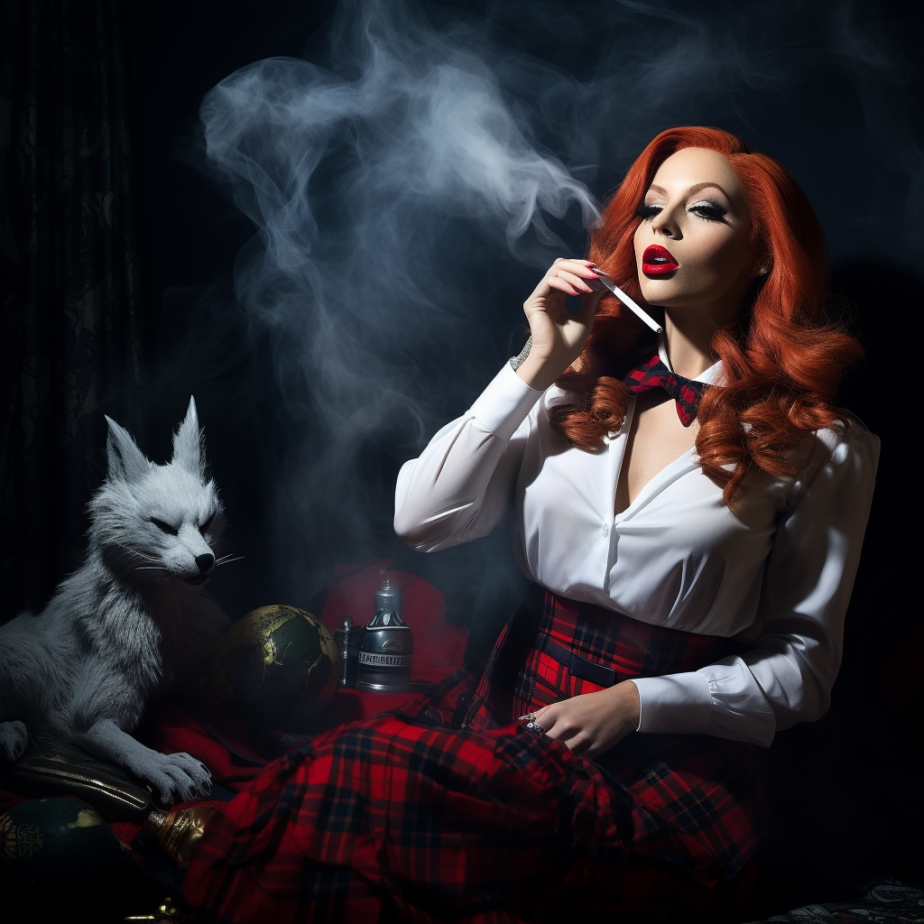 Jessica Rabbit in Tartan Blouse and Lace Shorts