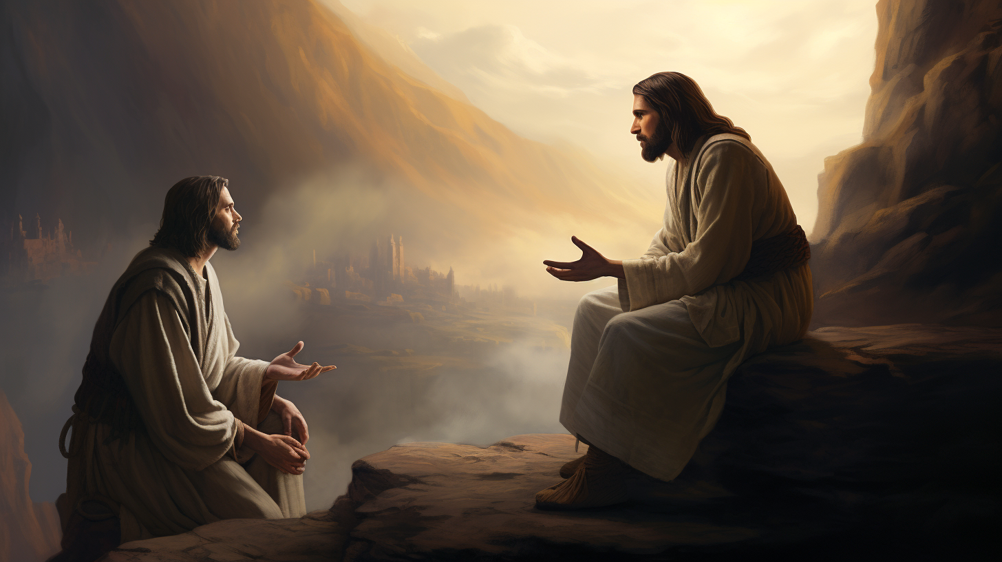 Realistic picture of Jesus talking to an apostle