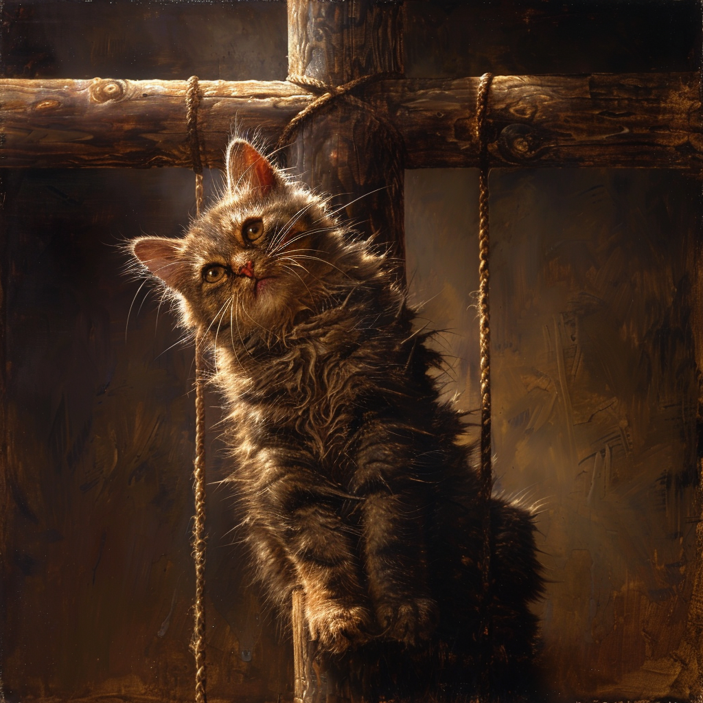 Cat on Cross Crucifix