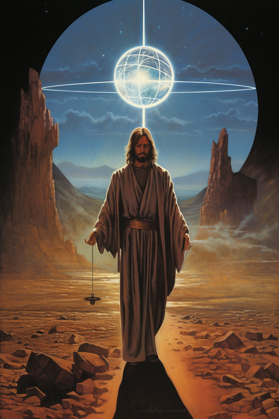 Dark Fantasy Poster featuring Jesus Christ and Mechanical Orb