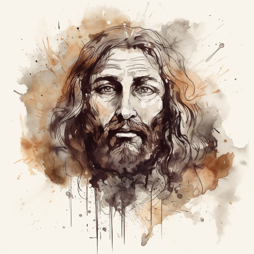 Jesus Christ in modern ink style