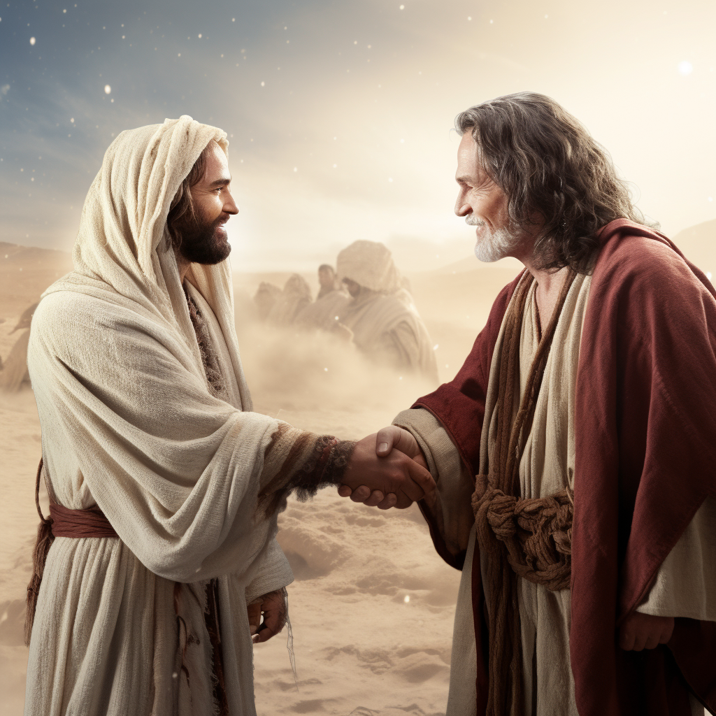 Historic handshake between Jesus Christ and Santa Claus