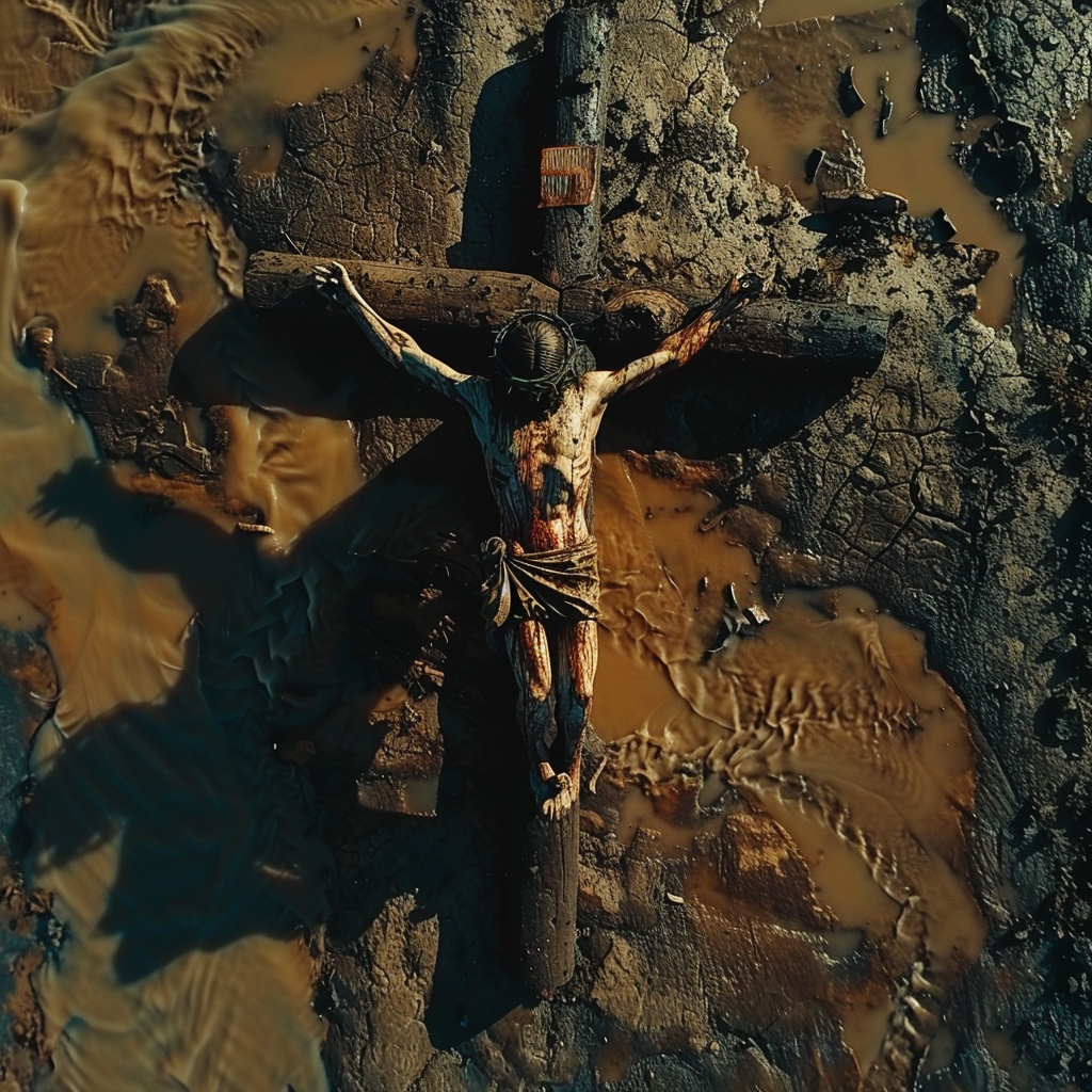 Jesus on Cross Drone Shot