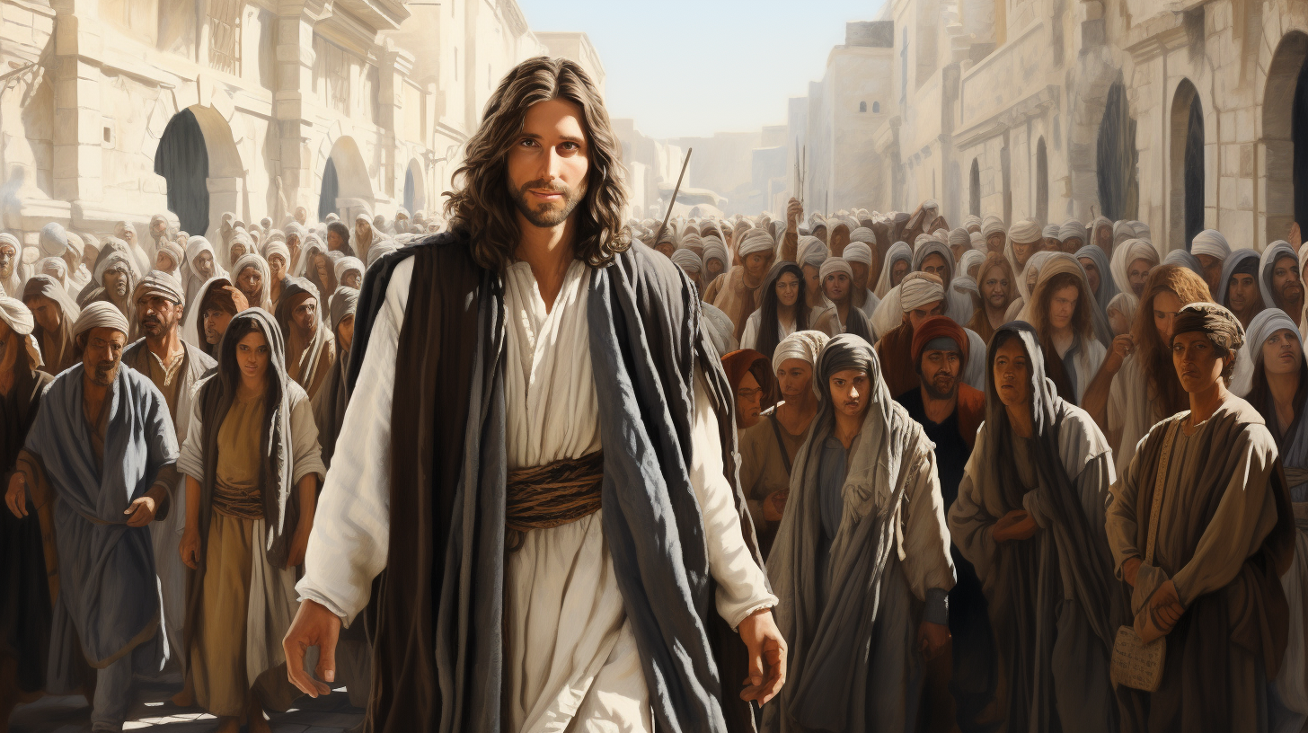 Jesus Among a Crowd in Jerusalem