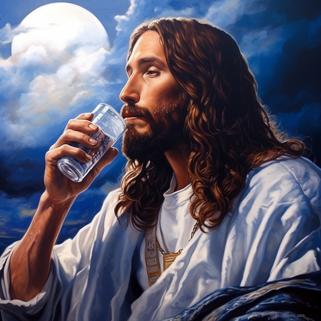 Jesus enjoying a Bud Light beer