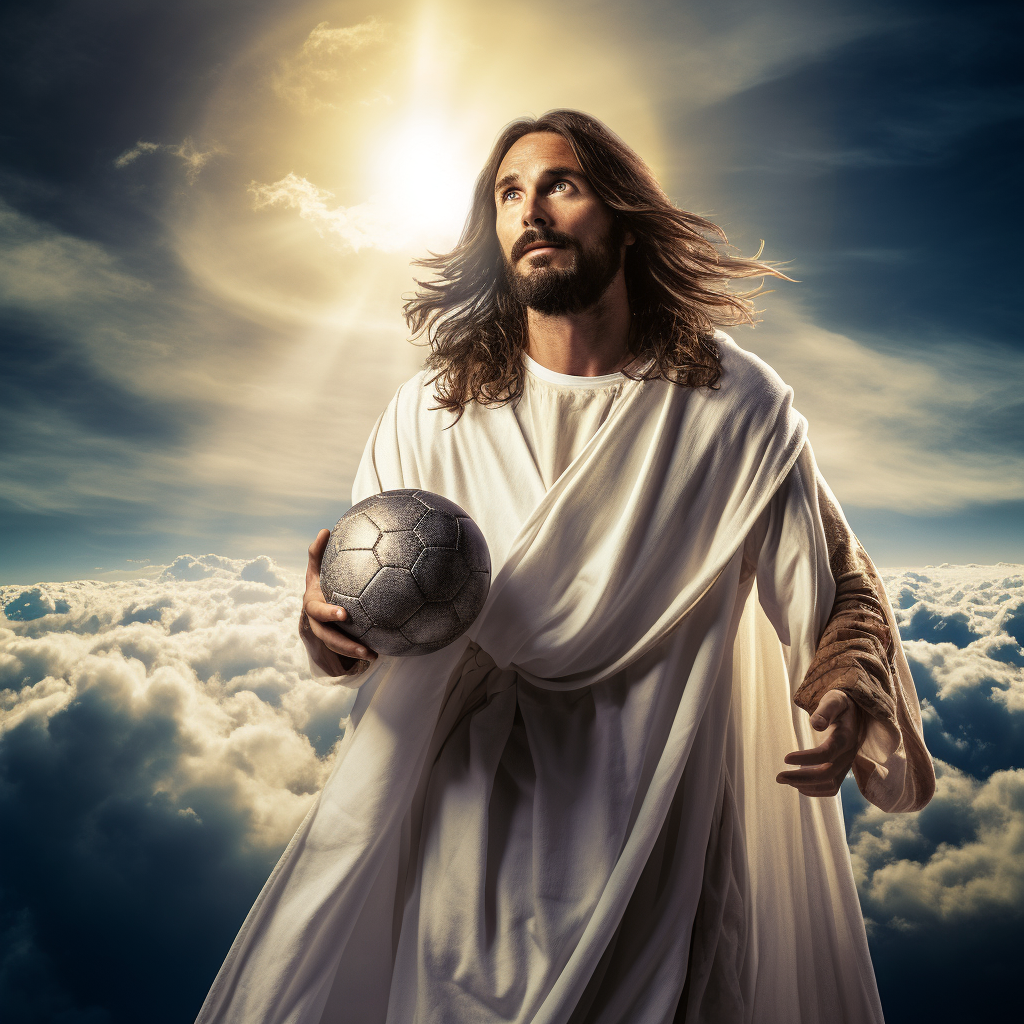 Jesus in soccer jersey from Heavens team