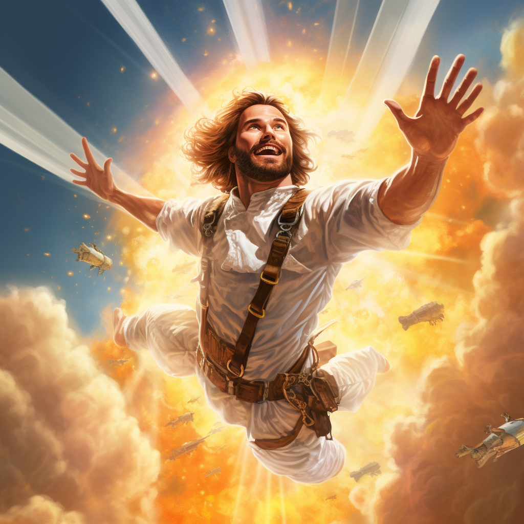 Jesus Parachuting Boris Vallejo Style