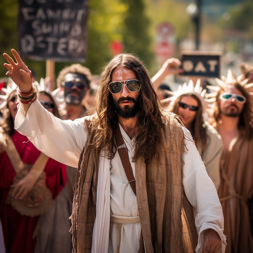 Jesus at Peace Demonstration Stop Sign